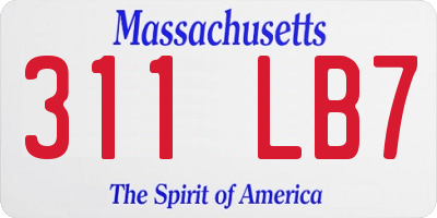 MA license plate 311LB7