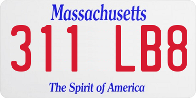 MA license plate 311LB8