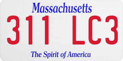 MA license plate 311LC3