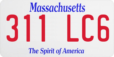 MA license plate 311LC6