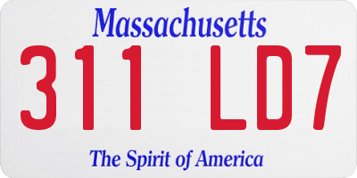 MA license plate 311LD7
