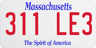 MA license plate 311LE3