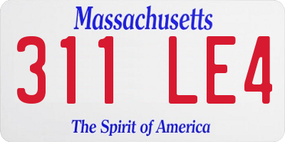 MA license plate 311LE4