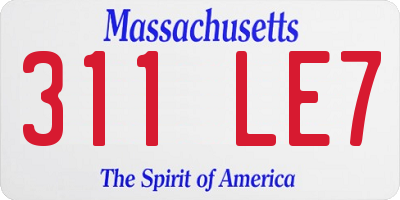 MA license plate 311LE7