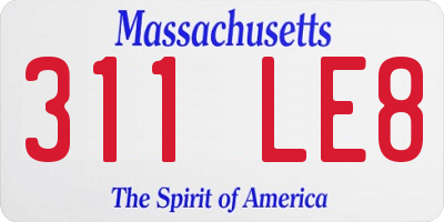 MA license plate 311LE8