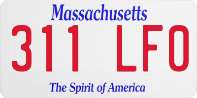 MA license plate 311LF0