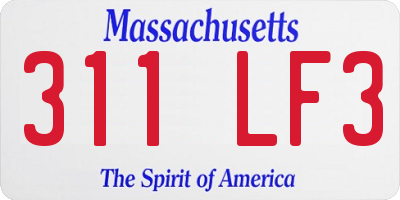 MA license plate 311LF3