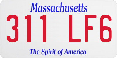 MA license plate 311LF6