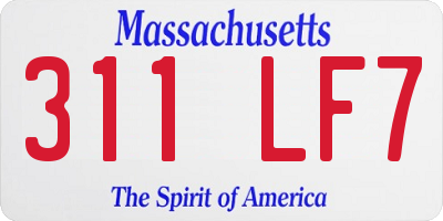 MA license plate 311LF7