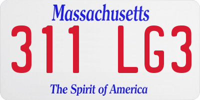MA license plate 311LG3