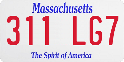 MA license plate 311LG7