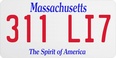 MA license plate 311LI7