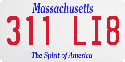 MA license plate 311LI8