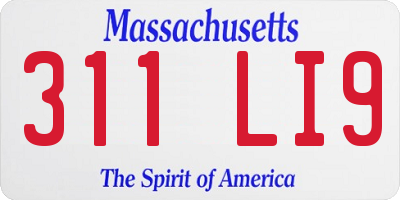 MA license plate 311LI9