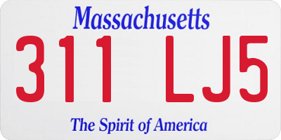MA license plate 311LJ5