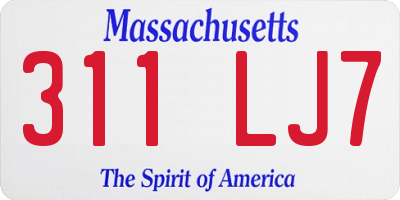 MA license plate 311LJ7