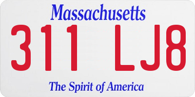 MA license plate 311LJ8