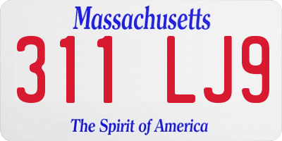 MA license plate 311LJ9