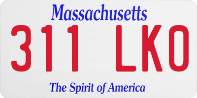 MA license plate 311LK0