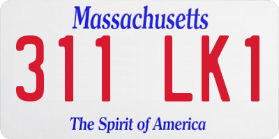MA license plate 311LK1