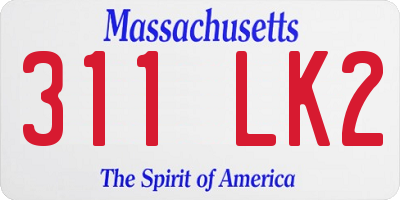 MA license plate 311LK2