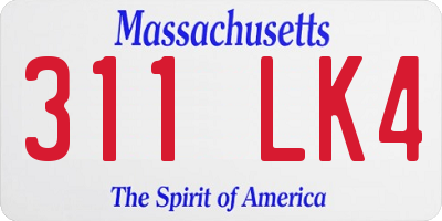 MA license plate 311LK4