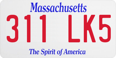 MA license plate 311LK5