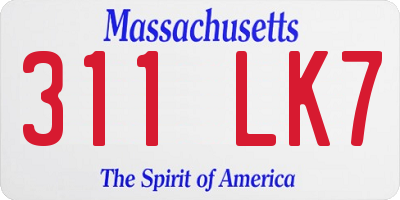 MA license plate 311LK7
