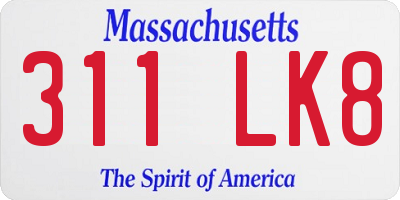 MA license plate 311LK8