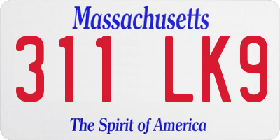 MA license plate 311LK9