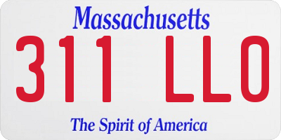 MA license plate 311LL0