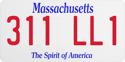 MA license plate 311LL1