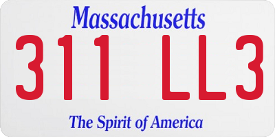 MA license plate 311LL3