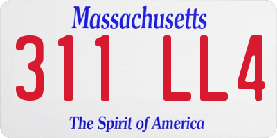 MA license plate 311LL4