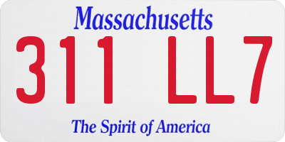 MA license plate 311LL7