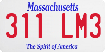 MA license plate 311LM3