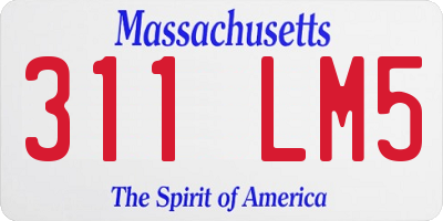 MA license plate 311LM5