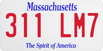 MA license plate 311LM7