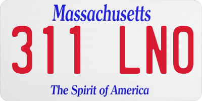 MA license plate 311LN0