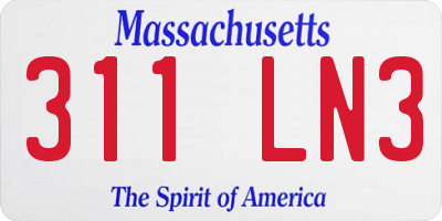 MA license plate 311LN3