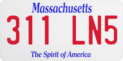 MA license plate 311LN5