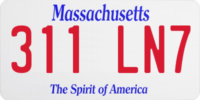 MA license plate 311LN7