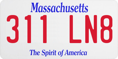 MA license plate 311LN8