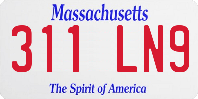 MA license plate 311LN9