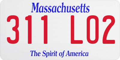 MA license plate 311LO2