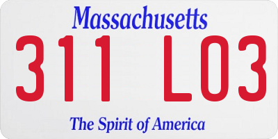 MA license plate 311LO3