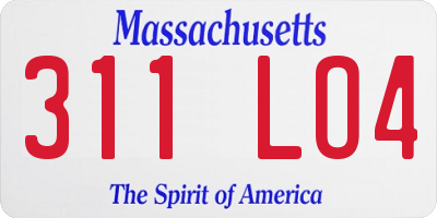 MA license plate 311LO4