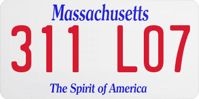 MA license plate 311LO7