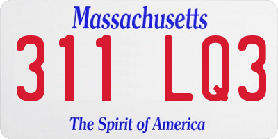 MA license plate 311LQ3