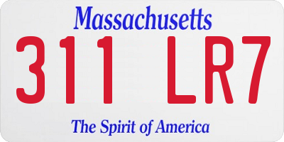 MA license plate 311LR7